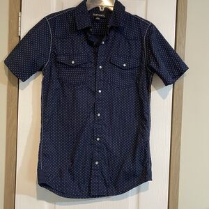Burnside Mens Shirt Small Blue With Snap Buttons Small Print Streetwear Work
